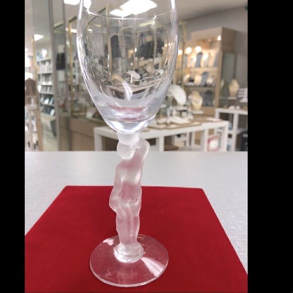 Vintage Bayel Bacchus by France Male Nude Frosted Wine Glass Goblet NO CHIPS - Picture 4 of 4